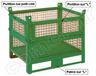 Conteneur grillagé 1000 Kg Double portillon 1000 x 800 H 650